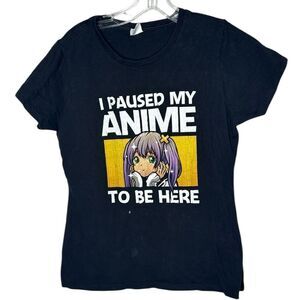 Anime Print Black T-shirt. Size Medium.